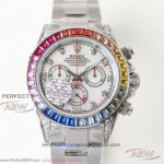 MR Factory Rolex Cosmograph Daytona Rainbow White 116599 40mm 7750 Automatic Watch - Multicolor Sapphire Bezel
